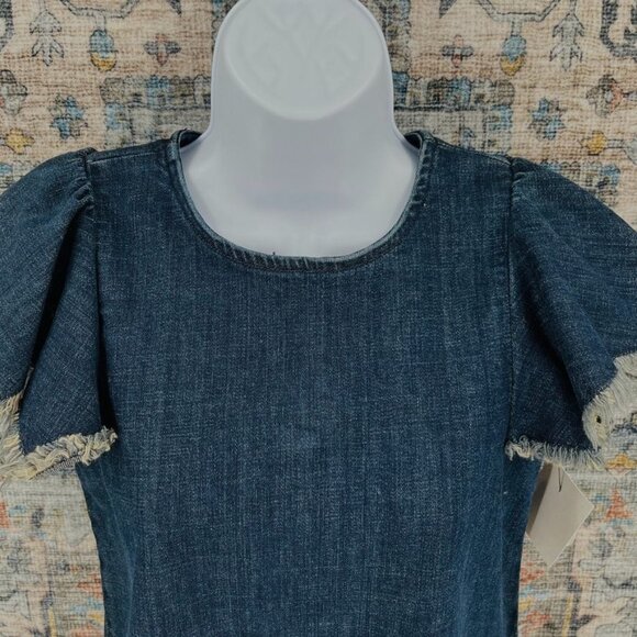 Stem Denim Dress Girls Size 8 Flutter Sleeve Dark Wash - Picture 2 of 10